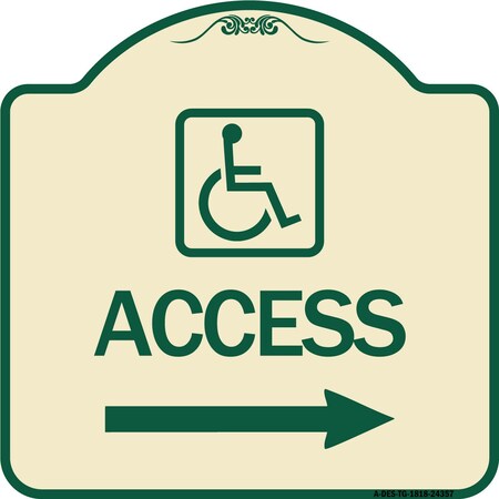 Signmission Access W/ Updated Isaand Right Arrow Heavy-Gauge Aluminum Architectural Sign, 18" H, TG-1818-24357 A-DES-TG-1818-24357